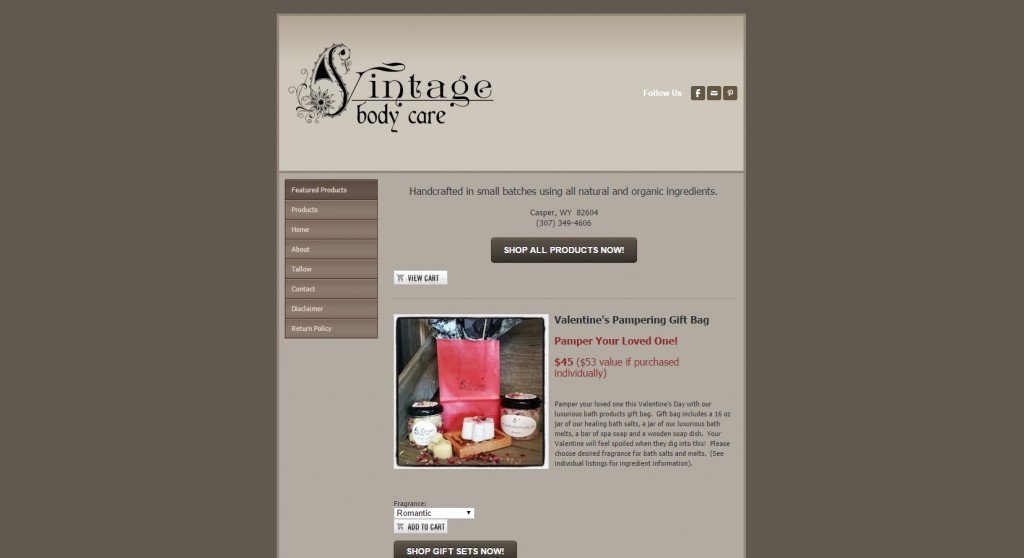 Vintage Body Care Before - nonoptimized website